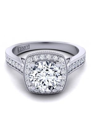  Cushion halo unique modern diamond ring HEIR-1476-F 