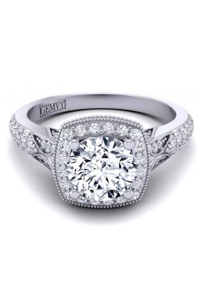 Unique 1 carat round cut halo engagement ring HEIR-1476-K 