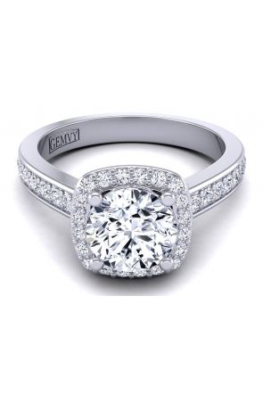  Petite cushion shaped pavé set halo diamond engagement ring TLP-1200H-CH 