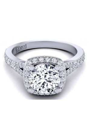 Split Shank Split-band pavé designer floral inspired halo engagement ring TLP-1200H-DH 