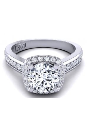  3mm band pavé set diamond halo engagement ring TLP-1200H-FH 