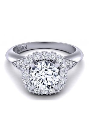 Floral Halo Unique band designer engagement ring with exquisite floral halo  TLP-1200H-MH 