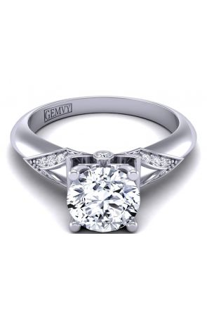  Unique band designer engagement ring with exquisite solitaire prong design  TLP-1200S-DS 