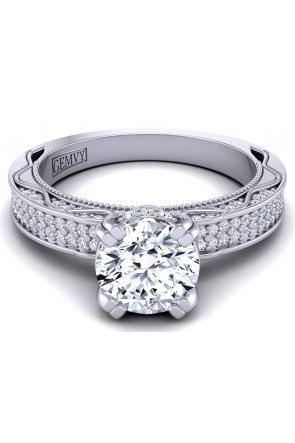  Bold two-row art deco wisteria inspired engagement ring WIST-1510S-GS 