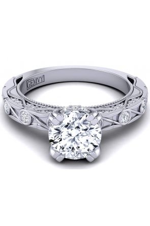 Edwardian Artistic pavé and bezel designer diamond engagement ring WIST-1510S-LS 