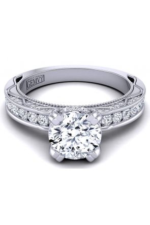 Nature-Inspired Round channel-set modern vintage style engagement ring WIST-1510S-NS 