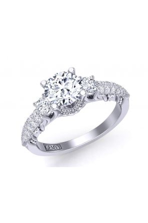 Three-Stone Unique filigree vintage style 3-stone diamond engagement ring HEIR-1345-3A 