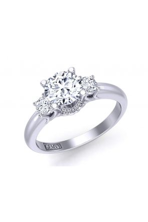 Three-Stone Solitaire vintage 3-stone round-cut diamond engagement ring HEIR-1345-3D 
