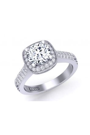 Art Deco Pave Engagement Ring HEIR-1345-HB-White gold color White gold