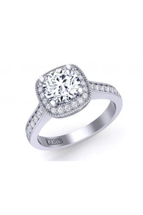 Art Deco Pave Engagement Ring HEIR-1345-HD-White gold color White gold