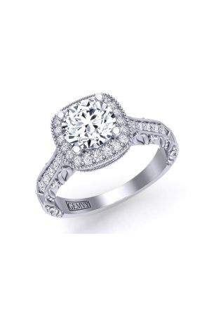 Art Deco Pave Engagement Ring HEIR-1345-HE-White gold color White gold