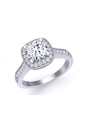 Art Deco Pave Engagement Ring HEIR-1345-HF-White gold color White gold