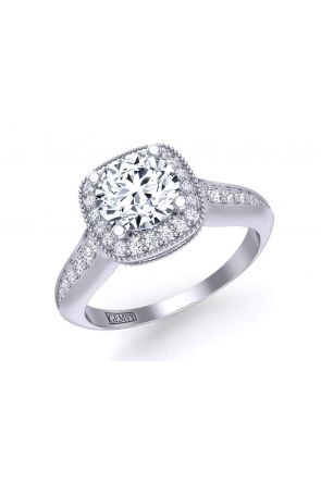 Art Deco Pave Engagement Ring HEIR-1345-HG-White gold color White gold