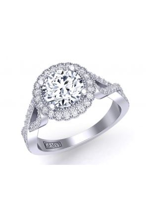 Infinity Twisted infinity band flower halo diamond engagement ring HEIR-1539-HB 