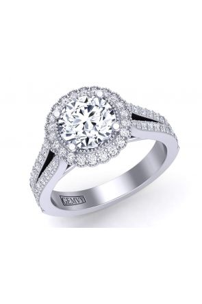 Floral Halo Split shank floral halo antique style engagement setting HEIR-1539-HE 