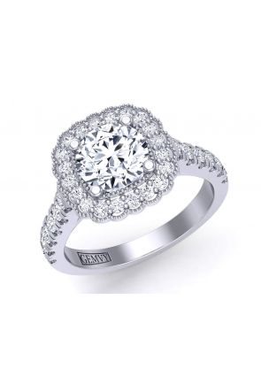 Floral Halo Petite floral round halo diamond engagement ring HEIR-1539-HL 