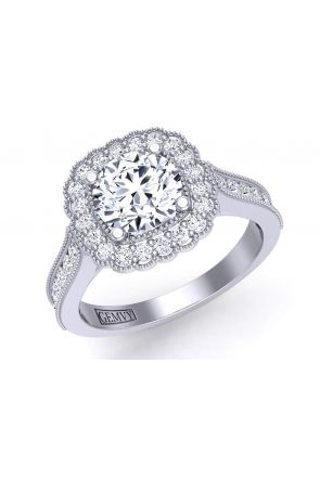  Round channel-set vintage inspired halo diamond engagement ring HEIR-1539-HP 