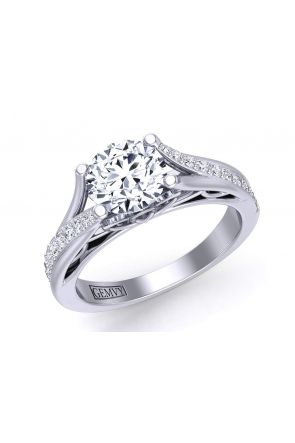  Split shank pavé set platinum cathedral engagement ring  Mariposa-SD 