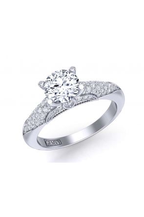  Contemporary micro-pavé solitaire diamond engagement ring setting  PR-1470-12 
