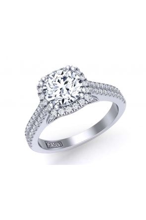  Modern Double row micro pavé round diamond halo engagement ring PR-1470CH-B 