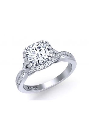  U-cut pavé unique twisted shank floating halo diamond engagement ring PR-1470CH-C 