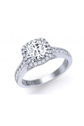  Unique channel set cathedral diamond halo engagement ring PR-1470CH-E 