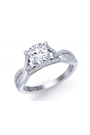 Infinity Infinity twisted band pavé solitaire diamond engagement ring  PR-1470CS-F 