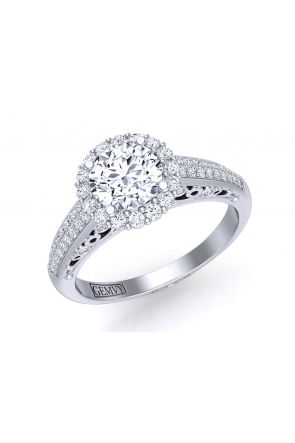  Two-row micro pavé bold diamond halo engagement ring TEND-1180-HE 