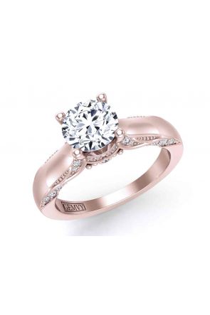 Engagement Rings Edwardian style milgrain solitaire custom engagement 2.9mm ring 1140SOL-B-Rose Gold color Rose Gold