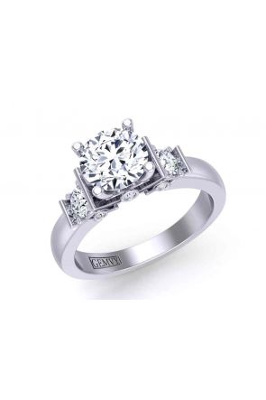  Exquisite 4-prong solitaire 3-stone engagement 3.2mm ring 1200SOL-3A 