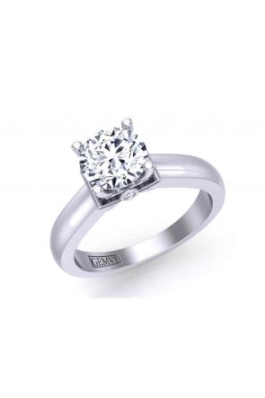  Floral 4-prong solitaire 3-stone engagement 3.1mm ring 1200SOL-C 