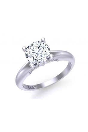 Engagement Rings Diamond accented 4-prong solitaire unique  2mm engagement ring 1470SOL-A 