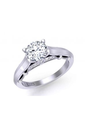 Custom designed 4-prong solitaire modern cathedral 2.3mm engagement ring 1470SOL-F 
