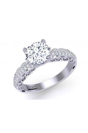  Micro-Pavé tapered shank bold 4-prong 2.9mm engagement ring 1509S-A 
