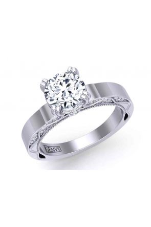 Nature-Inspired Minimalist unique diamond prong vintage style solitaire 3.4mm engagement ring 1510SOL-C 