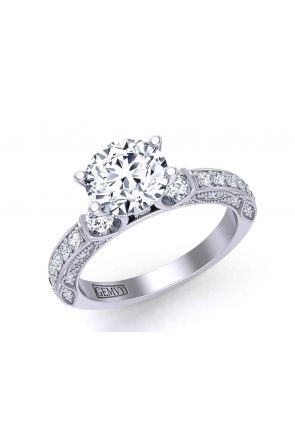  Tension set Modern vintage style  3-stone 2.8mm engagement ring 1510T-E 