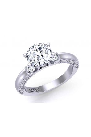 Three-Stone 3-stone solitaire minimalist contemporary 2.8mm engagement ring 1510T-F 