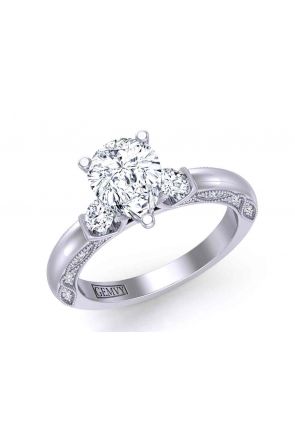 Three-Stone Pear-cut solitaire unique vintage inspired 2.8mm engagement ring 1510T-H 