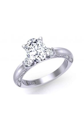  Oval-cut solitaire unique vintage inspired 2.9mm engagement ring 1510T-J 