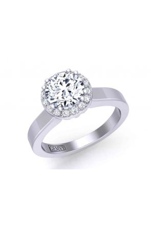  Elegant modern  plain band round halo 2.3mm engagement ring 1538SOL-B 