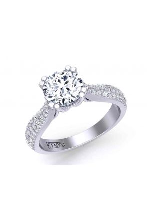  Custom designed micro-pavé graduated diamonds round 3.5mm engagement ring SWAN-1149-E 