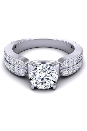  Wide band two--row pavé set Modern 3.8mm engagement ring SW-1440-B 