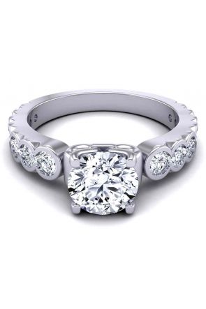  Unique bezel channel-set graduated diamond 4-prong 3mm engagement ring SW-1440-D 