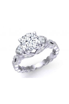 Infinity Twisted shank infinity 3-stone pavé 2.8mm engagement ring 1307K 