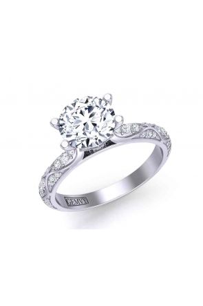 Edwardian Edwardian inspired solitaire vine pattern unique 4-prong 2.6mm engagement ring 1510P-A 