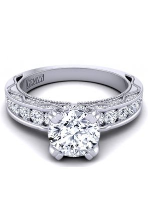 Edwardian 2.9mm round channel set platinum diamond engagement ring WIST-1510S-QS 