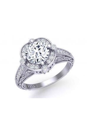  Vintage filigree halo engagement ring HEIR-1129-P 
