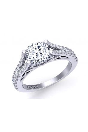  Split shank u-cut pavé cathedral diamond engagement ring Mariposa-SB 