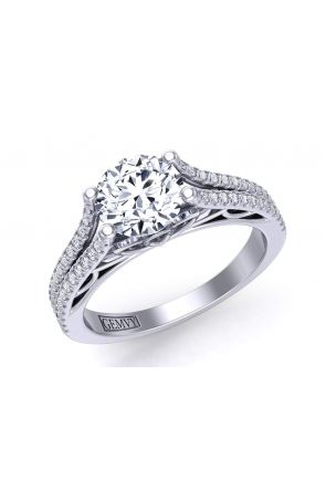  Split double-row scalloped pavé diamond engagement ring  Mariposa-SF 