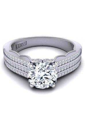  3-row  micro-pavé bold modern 4.5mm engagement ring SW-1154-C 